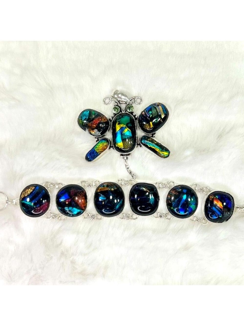 LUXURY Dichroic Glass Large Bracelet ONLY - Picture 4 of 6
